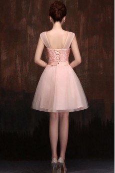 Satin Scoop A-Line Dress with Bow