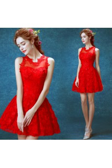 Lace, Organza V-neck Mini/Short Sleeveless Ball Gown Dress with Embroidered