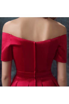 Satin Off-the-Shoulder Mini/Short Short Sleeve A-line Dress