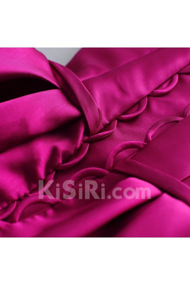 Satin V-neck Knee-Length Sleeveless Ball Gown Dress with Bow