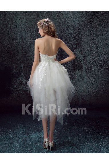 Lace, Chiffon, Tulle Strapless Mini/Short Sleeveless Ball Gown Dress with Applique
