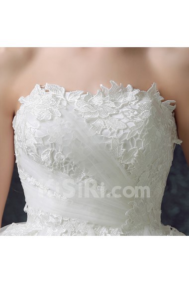 Lace, Chiffon, Tulle Strapless Mini/Short Sleeveless Ball Gown Dress with Applique