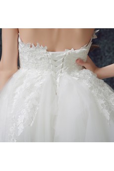 Lace, Chiffon, Tulle Strapless Mini/Short Sleeveless Ball Gown Dress with Applique