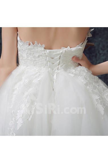 Lace, Chiffon, Tulle Strapless Mini/Short Sleeveless Ball Gown Dress with Applique