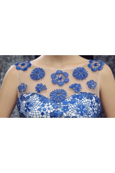 Lace Scoop Floor Length Sleeveless Mermaid Dress with Applique