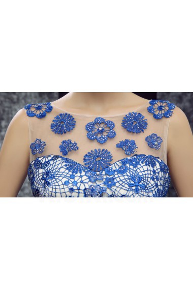 Lace Scoop Floor Length Sleeveless Mermaid Dress with Applique
