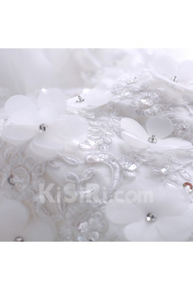 Organza Scoop Chapel Train Cap Sleeve Ball Gown Dress with Sequins