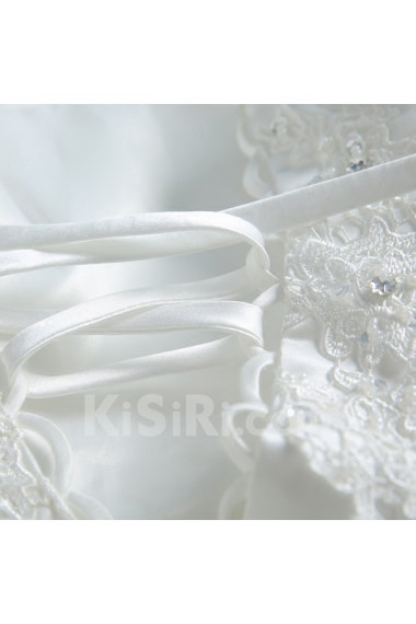Organza V-neck Floor Length Half Sleeve Ball Gown Dress with Embroidered, Bow