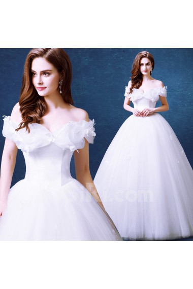 Tulle Off-the-Shoulder Floor Length Ball Gown Dress