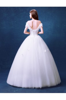 Tulle Off-the-Shoulder Floor Length Ball Gown Dress