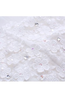 Lace, Tulle High Collar Floor Length Cap Sleeve Ball Gown Dress with Rhinestone