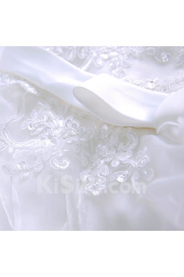 Organza Sweetheart Floor Length Sleeveless Ball Gown Dress with Bow, Sequins