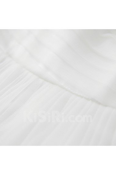 Tulle Scoop Floor Length Half Sleeve Sheath Dress with Rhinestone