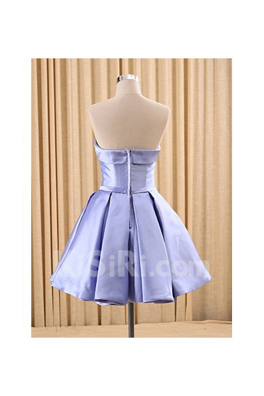 Tulle, Satin Strapless Mini/Short Sleeveless A-line Dress with Bow