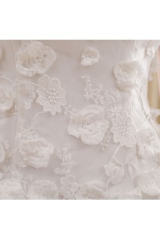 Lace Scoop Mini/Short Sleeveless Ball Gown Dress with Handmade Flowers