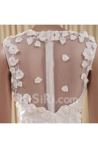Lace Scoop Mini/Short Sleeveless Ball Gown Dress with Handmade Flowers