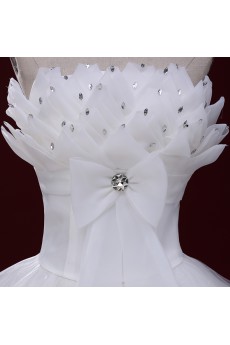 Tulle Scallop Floor Length Sleeveless Ball Gown Dress with Bow, Rhinestone