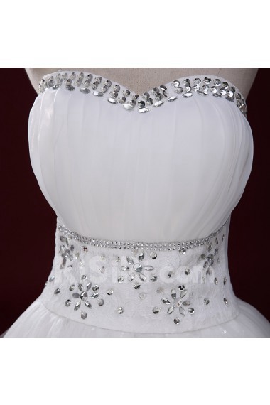 Lace, Tulle Sweetheart Floor Length Sleeveless Ball Gown Dress with Rhinestone