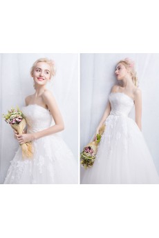 Tulle, Lace Strapless Floor Length Sleeveless Ball Gown Dress with Sash