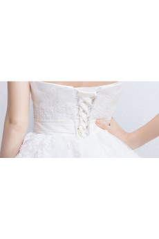 Tulle, Lace Strapless Floor Length Sleeveless Ball Gown Dress with Sash