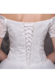 Lace Off-the-Shoulder Floor Length Ball Gown Dress with Sequins