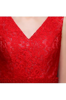 Chiffon V-neck Floor Length Sleeveless Sheath Dress with Beads