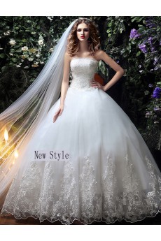 Tulle, Lace Strapless Floor Length Sleeveless Ball Gown Dress