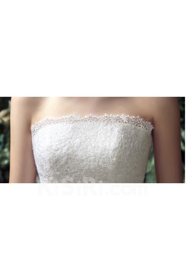 Tulle, Lace Strapless Floor Length Sleeveless Ball Gown Dress