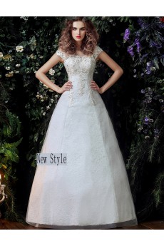 Tulle, Lace V-neck Floor Length Cap Sleeve Ball Gown Dress with Sequins, Rhinestone