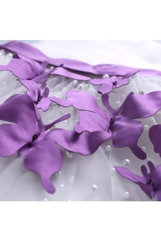 Tulle Strapless Floor Length Sleeveless Ball Gown Dress with Pearl, Bow
