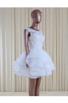 Tulle, Satin Scoop Mini/Short Sleeveless Ball Gown Dress with Rhinestone