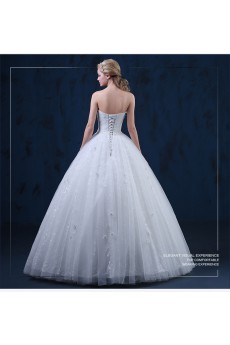 Tulle, Lace Sweetheart Floor Length Sleeveless Ball Gown Dress with Handmade Flowers, Beads