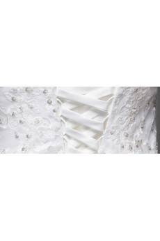 Lace, Satin Scoop Floor Length Three-quarter Ball Gown Dress with Sequins