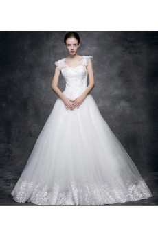 Lace, Satin V-neck Floor Length Cap Sleeve A-line Dress with Sequins