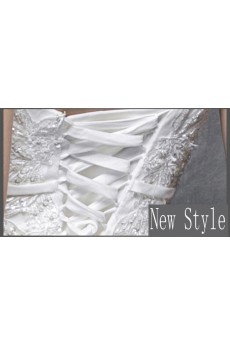 Lace, Satin High Collar Floor Length Cap Sleeve Ball Gown Dress with Sash