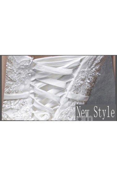 Lace, Satin High Collar Floor Length Cap Sleeve Ball Gown Dress with Sash