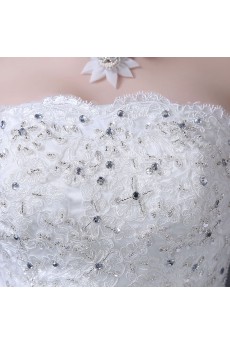 Organza Strapless Sweep Train Sleeveless Mermaid Dress with Rhinestone