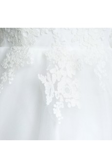 Tulle, Lace, Satin Off-the-Shoulder Chapel Train Half Sleeve Ball Gown Dress with Embroidered