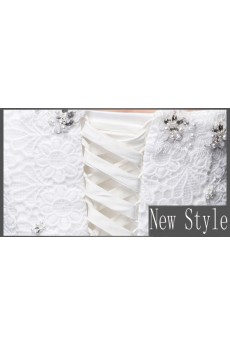 Lace, Satin, Tulle One-shoulder Floor Length Sleeveless Ball Gown Dress with Rhinestone, Beads