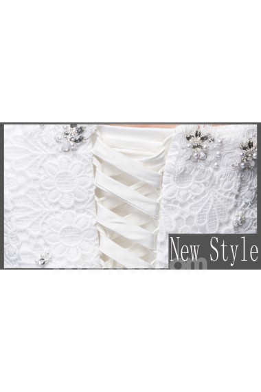 Lace, Satin, Tulle One-shoulder Floor Length Sleeveless Ball Gown Dress with Rhinestone, Beads