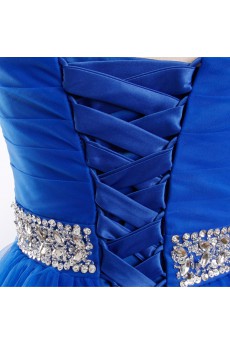 Tulle, Satin Sweetheart Floor Length Sleeveless A-line Dress with Rhinestone