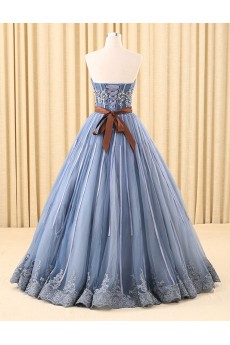 Tulle Sweetheart Floor Length Sleeveless Ball Gown Dress with Rhinestone, Sash