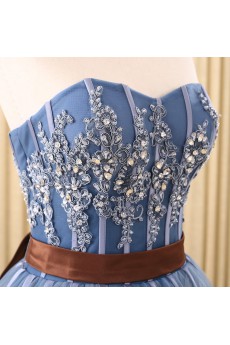 Tulle Sweetheart Floor Length Sleeveless Ball Gown Dress with Rhinestone, Sash
