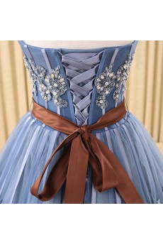 Tulle Sweetheart Floor Length Sleeveless Ball Gown Dress with Rhinestone, Sash