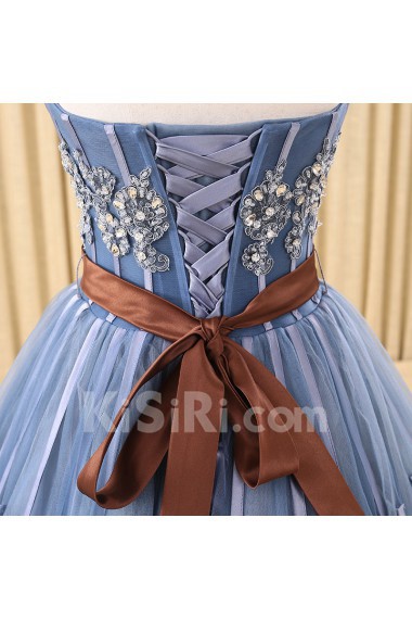 Tulle Sweetheart Floor Length Sleeveless Ball Gown Dress with Rhinestone, Sash