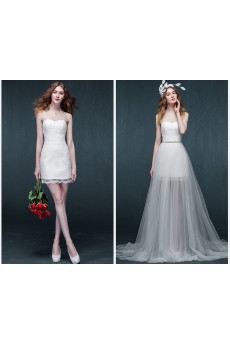 Lace, Tulle, Satin Sweetheart Sweep Train Sleeveless Sheath Dress with Rhinestone