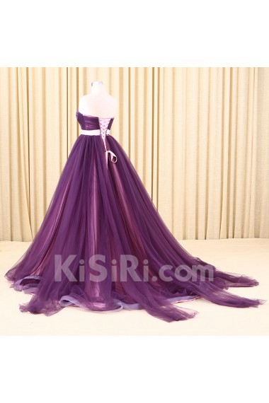 Tulle Sweetheart Sweep Train Sleeveless A-line Dress with Bow