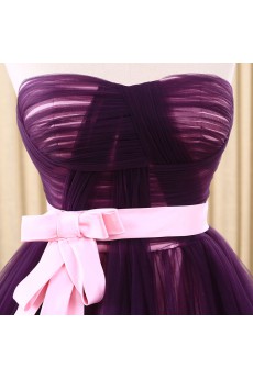 Tulle Sweetheart Sweep Train Sleeveless A-line Dress with Bow