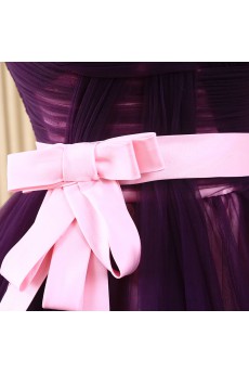 Tulle Sweetheart Sweep Train Sleeveless A-line Dress with Bow