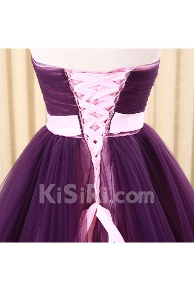 Tulle Sweetheart Sweep Train Sleeveless A-line Dress with Bow
